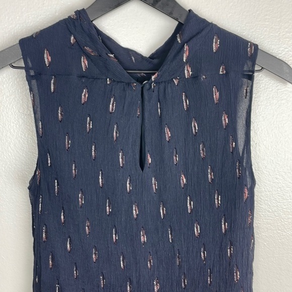 Rebecca Taylor Navy and Metallic Sleeveless Top - Picture 6 of 11